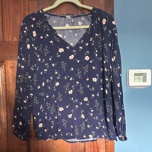 Old Navy Floral Navy Blouse